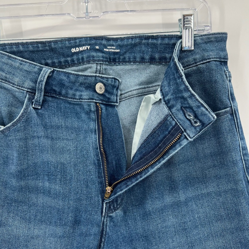 Old Navy Womens High Rise Wow Straight Jeans Medium Wash Size 12 Denim - Picture 6 of 7